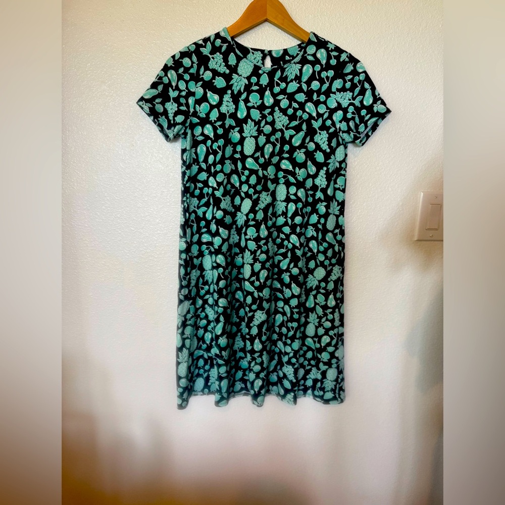J.Jill Women’s XS Wherever Knit Dress Novelty Fruit Summer Teal Date Party Beach
